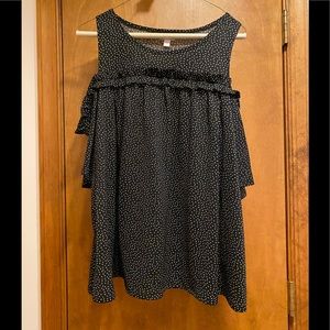 Lauren Conrad black white dots open shoulder XL